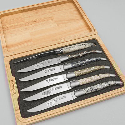 Laguiole en Aubrac Steakmessenset Mossel & Oester 6 delig