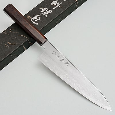 Kazoku x Nakagawa Satoshi Aogami #1 Damast Ebony Gyuto 21 cm