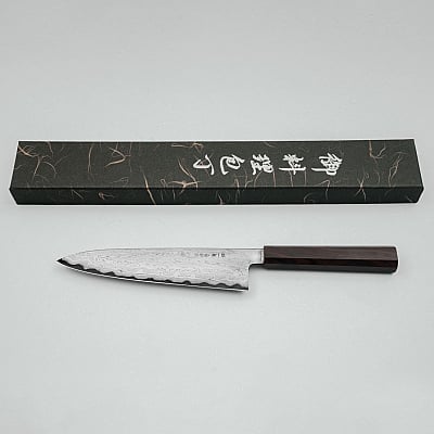 Kazoku x Nakagawa Satoshi Aogami #1 Damast Etched Ebony Gyuto 21 cm