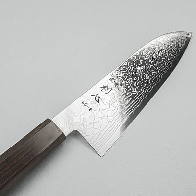 Hatsukokoro Ryuhyo SG2 Damast Ebony Santoku 18 cm
