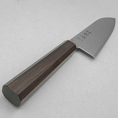 Hatsukokoro Ryuhyo SG2 Damast Ebony Santoku 18 cm