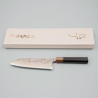 Takeshi Saji Rainbow Aogami Wa Ebony Hoorn Santoku