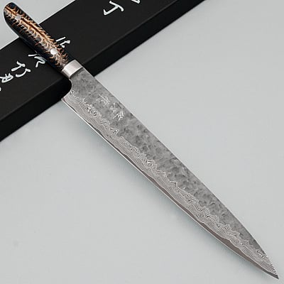 Takeshi Saji VG10 Cross Tsuchime Kurouchi Pinecone Sujihiki 27 cm