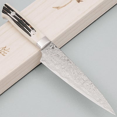 Takeshi Saji SG2 Diamond Damast Staghorn Petty 15 cm