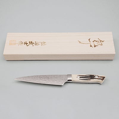 Takeshi Saji SG2 Diamond Damast Staghorn Petty 15 cm