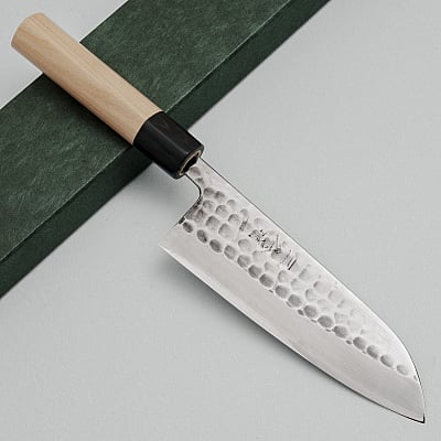 Wakui Shirogami #2 Tsuchime Migaki Santoku 16.5 cm