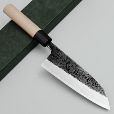 Wakui Shirogami #2 Kurouchi Santoku 16 cm