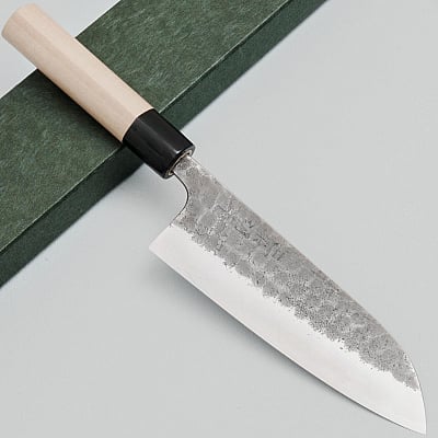Wakui Shirogami #2 Tsuchime Kurouchi Santoku 16.5 cm