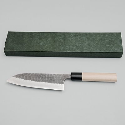 Wakui Shirogami #2 Tsuchime Kurouchi Santoku 16.5 cm