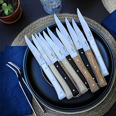 Opinel Facette Steakmessen Olijfhout (4 stuks)