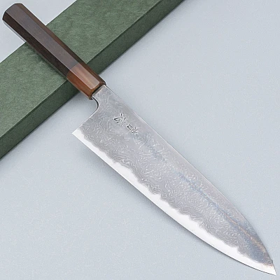 JNS Kokorozashi Tanaka Shirogami 1 Damast Kasumi Gyuto 23 cm