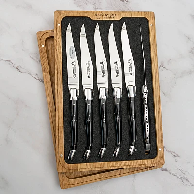 Laguiole en Aubrac Steakmessenset Buffelhoorn 6 delig