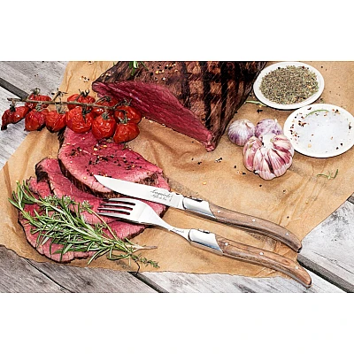 Laguiole Style de Vie Steakmessen En Vorkenset Luxury Line Olijfhout 