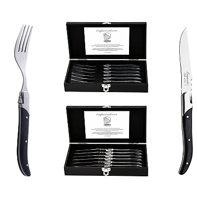 Laguiole Style De Vie Steakmessen En Vorkenset Luxury Line Ebbenhout 