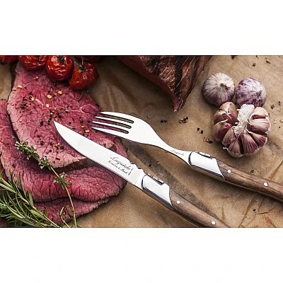 Laguiole Style de Vie Steakmessen En Vorkenset Luxury Line Olijfhout 