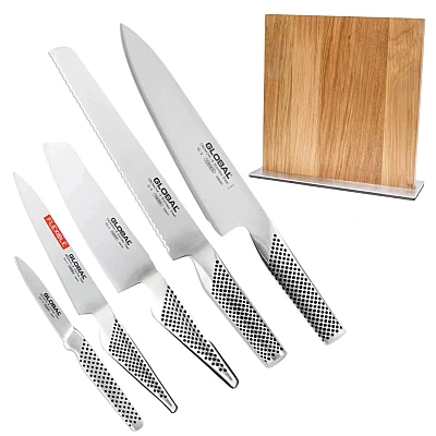 Global G-2115159 Messenset 5 Delig + Eikenhouten Messenblok