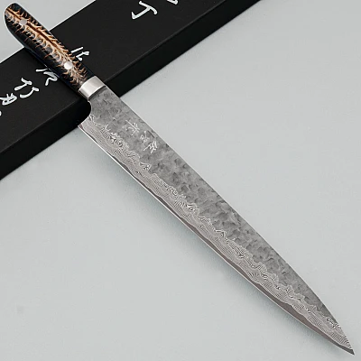 Takeshi Saji VG10 Cross Tsuchime Kurouchi Pinecone Sujihiki 27 cm