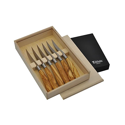 Saladini Steakmessen Olijfhout (6 stuks)
