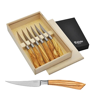 Saladini Steakmessen Olijfhout (6 stuks)