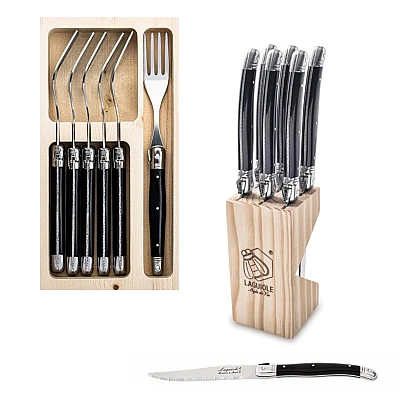 Laguiole Style de Vie Premium Line Steakmessen & Vorken Zwart